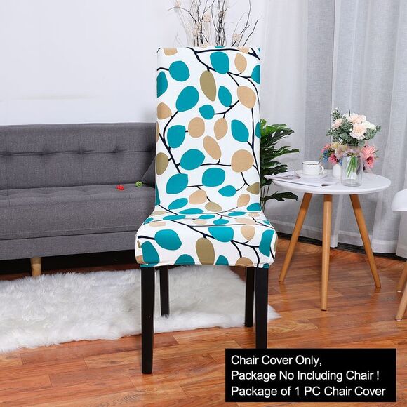Spandex Stretch Dining Chair Cover Foliage Print Washable Dining Chair Protector - Picture 2 of 6